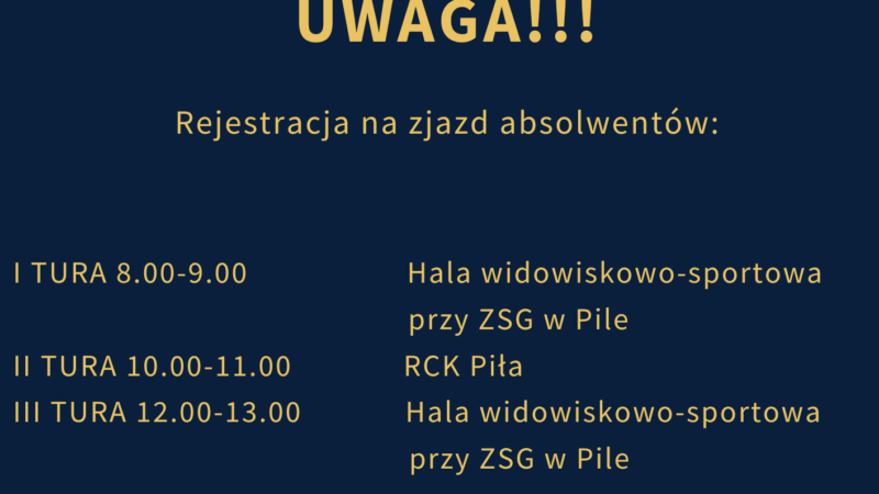 Uwaga!!! Zasady rejestracji na Zjazd Absolwentów